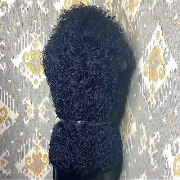 Ralph Lauren Long Black Curly Lamb Shearling Vest - Picture 11 of 16